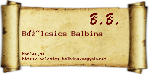 Bölcsics Balbina névjegykártya